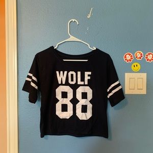 Teen wolf cropped navy shirt